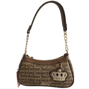 Juicy Couture Tan and Brown Shoulder Bag with Crown